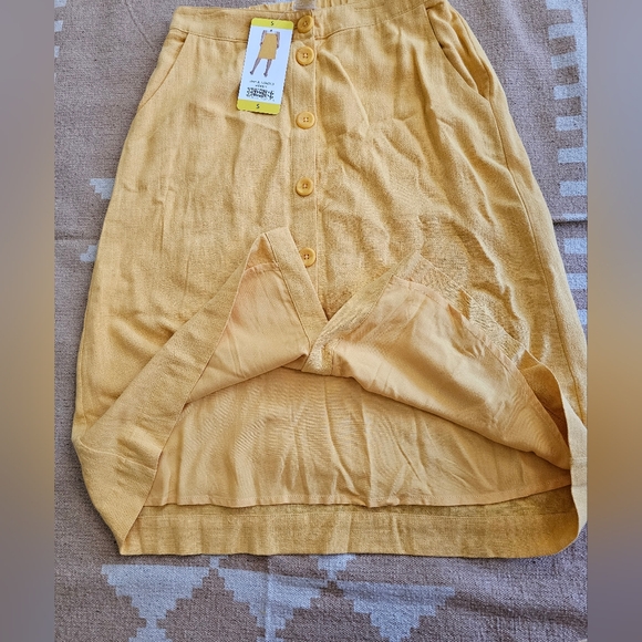 NWT Matty M Women's Linen Blend Skirt Button Front Elastic Waist Side Pockets - Picture 5 of 6